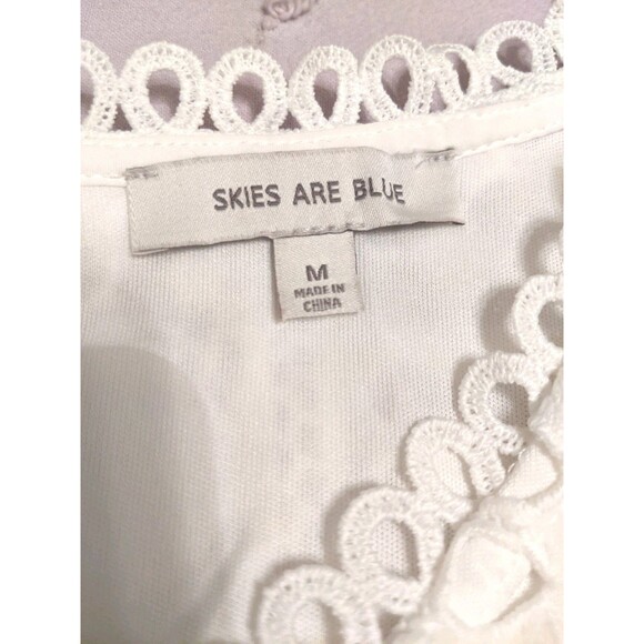 White Lacy Lined Tunic Top Size M - Picture 5 of 10